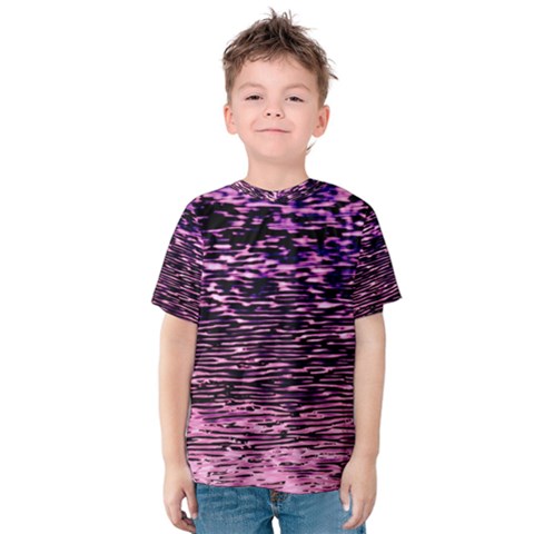 Purple  Waves Abstract Series No2 Kids  Cotton Tee by DimitriosArt