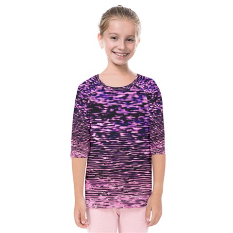 Purple  Waves Abstract Series No2 Kids  Quarter Sleeve Raglan Tee by DimitriosArt