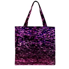 Purple  Waves Abstract Series No2 Zipper Grocery Tote Bag by DimitriosArt