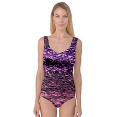 Purple  Waves Abstract Series No2 Princess Tank Leotard  by DimitriosArt