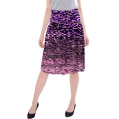 Purple  Waves Abstract Series No2 Midi Beach Skirt by DimitriosArt