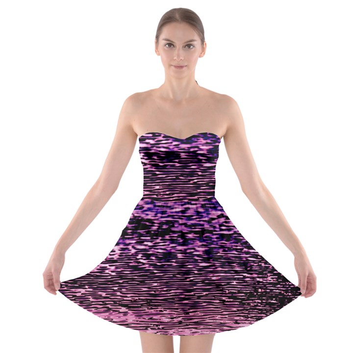 Purple  waves abstract series no2 Strapless Bra Top Dress