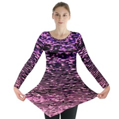 Purple  Waves Abstract Series No2 Long Sleeve Tunic  by DimitriosArt