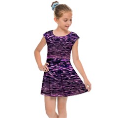 Purple  Waves Abstract Series No2 Kids  Cap Sleeve Dress by DimitriosArt