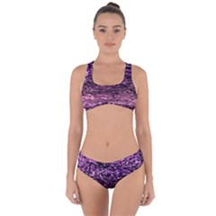 Purple  Waves Abstract Series No2 Criss Cross Bikini Set by DimitriosArt