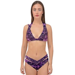 Purple  Waves Abstract Series No2 Double Strap Halter Bikini Set by DimitriosArt