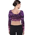 Purple  waves abstract series no2 Velvet Long Sleeve Crop Top View2