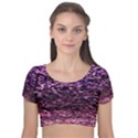 Purple  waves abstract series no2 Velvet Short Sleeve Crop Top  View1