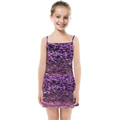 Purple  Waves Abstract Series No2 Kids  Summer Sun Dress by DimitriosArt