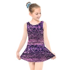 Purple  Waves Abstract Series No2 Kids  Skater Dress Swimsuit by DimitriosArt