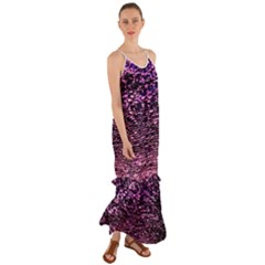 Purple  Waves Abstract Series No2 Cami Maxi Ruffle Chiffon Dress by DimitriosArt