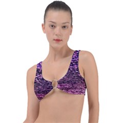 Purple  Waves Abstract Series No2 Ring Detail Bikini Top by DimitriosArt