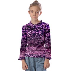 Purple  Waves Abstract Series No2 Kids  Frill Detail Tee