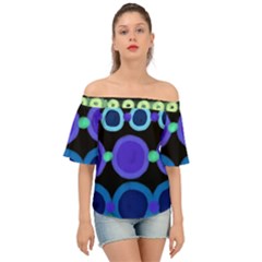 Circles Original Abstract Art Short Sleeve Off The Shoulder Top by Arttowear