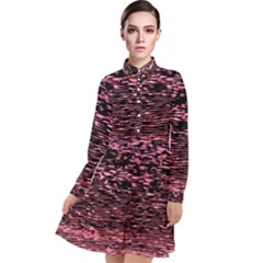 Pink  Waves Flow Series 11 Long Sleeve Chiffon Shirt Dress by DimitriosArt