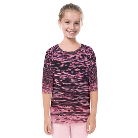 Pink  Waves Flow Series 11 Kids  Quarter Sleeve Raglan Tee by DimitriosArt