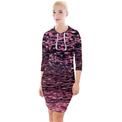 Pink  Waves Flow Series 11 Quarter Sleeve Hood Bodycon Dress by DimitriosArt