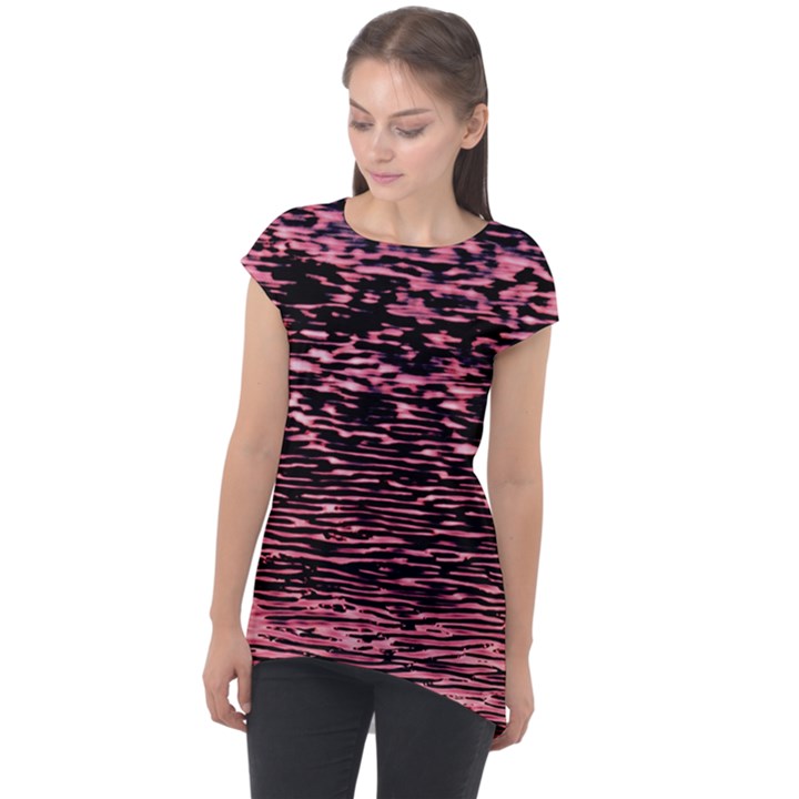 Pink  waves flow series 11 Cap Sleeve High Low Top