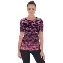 Pink  Waves Flow Series 11 Shoulder Cut Out Short Sleeve Top by DimitriosArt