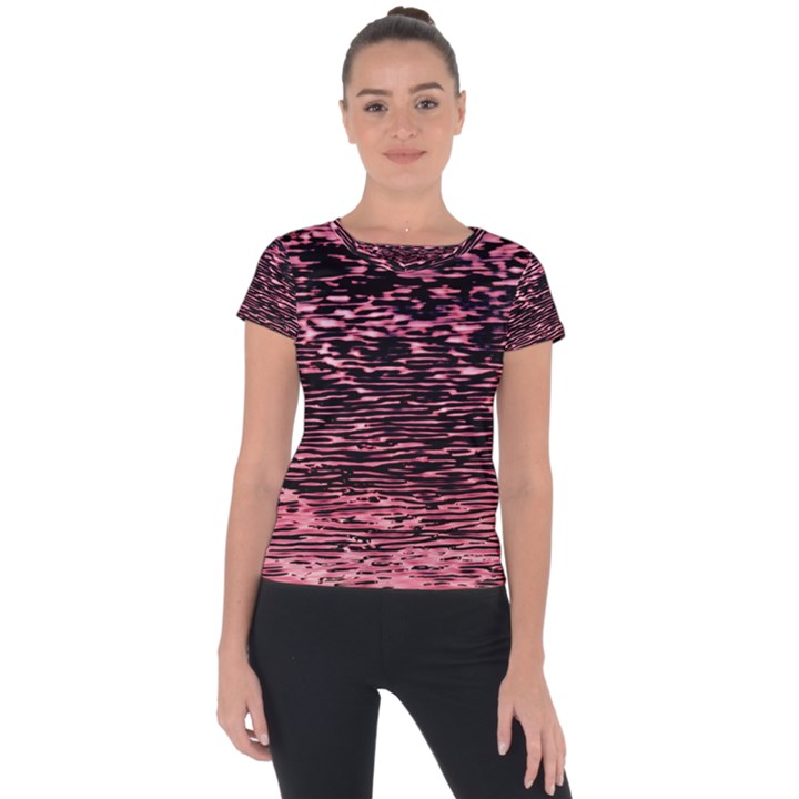 Pink  waves flow series 11 Short Sleeve Sports Top 