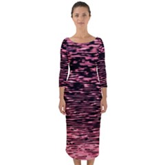 Pink  Waves Flow Series 11 Quarter Sleeve Midi Bodycon Dress by DimitriosArt