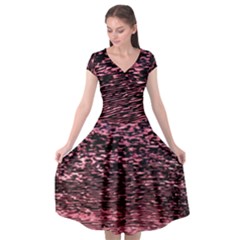 Pink  Waves Flow Series 11 Cap Sleeve Wrap Front Dress by DimitriosArt