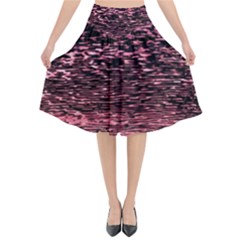 Pink  Waves Flow Series 11 Flared Midi Skirt by DimitriosArt