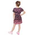 Pink  waves flow series 11 Kids  Short Sleeve Velvet Dress View2