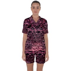 Pink  Waves Flow Series 11 Satin Short Sleeve Pajamas Set by DimitriosArt