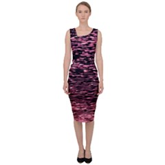 Pink  Waves Flow Series 11 Sleeveless Pencil Dress by DimitriosArt