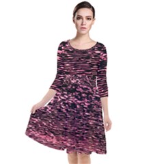 Pink  Waves Flow Series 11 Quarter Sleeve Waist Band Dress by DimitriosArt