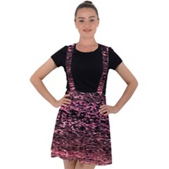 Pink  Waves Flow Series 11 Velvet Suspender Skater Skirt by DimitriosArt