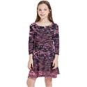 Pink  waves flow series 11 Kids  Quarter Sleeve Skater Dress View1