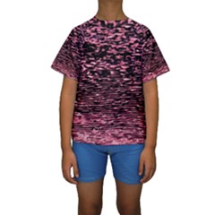 Pink  Waves Flow Series 11 Kids  Short Sleeve Swimwear by DimitriosArt