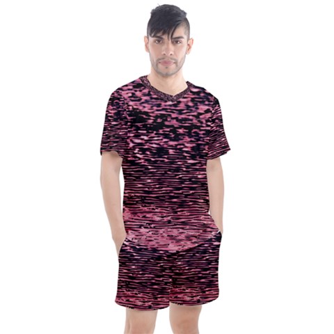 Pink  Waves Flow Series 11 Men s Mesh Tee And Shorts Set by DimitriosArt