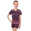 Pink  waves flow series 11 Kids  Mesh Tee and Shorts Set View1