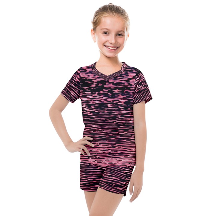 Pink  waves flow series 11 Kids  Mesh Tee and Shorts Set