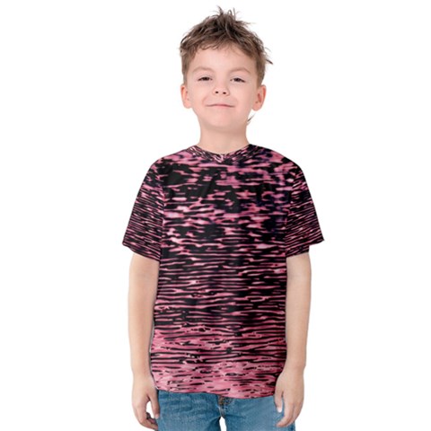 Pink  Waves Flow Series 11 Kids  Cotton Tee by DimitriosArt