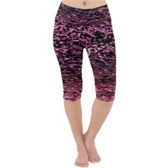 Pink  Waves Flow Series 11 Lightweight Velour Cropped Yoga Leggings by DimitriosArt