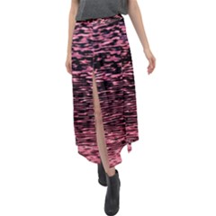 Pink  Waves Flow Series 11 Velour Split Maxi Skirt by DimitriosArt