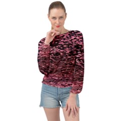 Pink  Waves Flow Series 11 Banded Bottom Chiffon Top by DimitriosArt