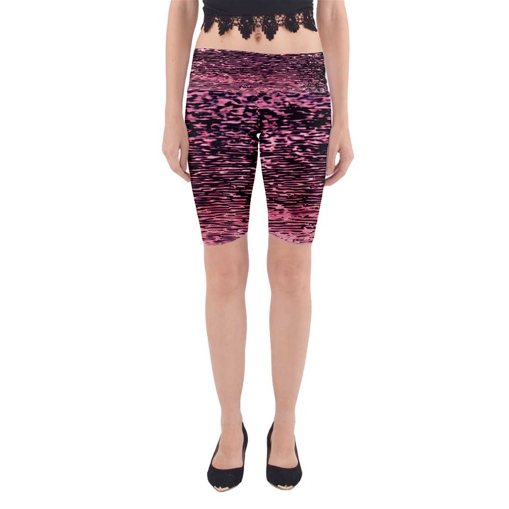 Pink  waves flow series 11 Yoga Cropped Leggings