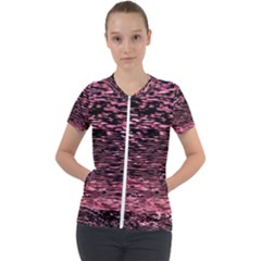 Pink  Waves Flow Series 11 Short Sleeve Zip Up Jacket by DimitriosArt