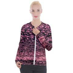 Pink  Waves Flow Series 11 Casual Zip Up Jacket by DimitriosArt