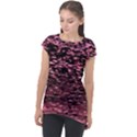 Pink  waves flow series 11 Cap Sleeve High Low Top View1