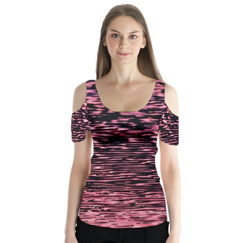 Pink  Waves Flow Series 11 Butterfly Sleeve Cutout Tee  by DimitriosArt