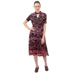 Pink  Waves Flow Series 11 Keyhole Neckline Chiffon Dress