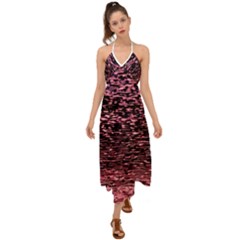 Pink  Waves Flow Series 11 Halter Tie Back Dress  by DimitriosArt