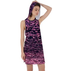 Pink  Waves Flow Series 11 Racer Back Hoodie Dress by DimitriosArt