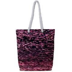 Pink  Waves Flow Series 11 Full Print Rope Handle Tote (small) by DimitriosArt